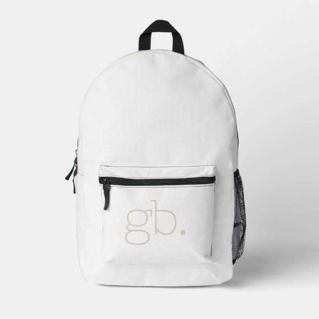 Monogramm Modern Elfenbein Bedruckter Rucksack (Vorderseite)