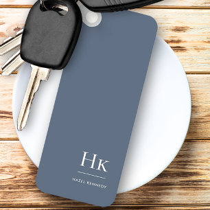 Monogramm Modern Klassisch Minimalistisch Navy Bla Schlüsselanhänger