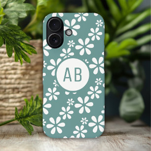 Monogramm Modern Mädchenhaftes Blumenmuster Person iPhone 16 Plus Hülle