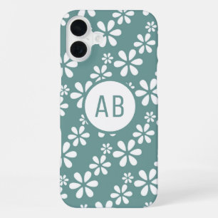 Monogramm Modern Mädchenhaftes Blumenmuster Person iPhone 16 Plus Hülle