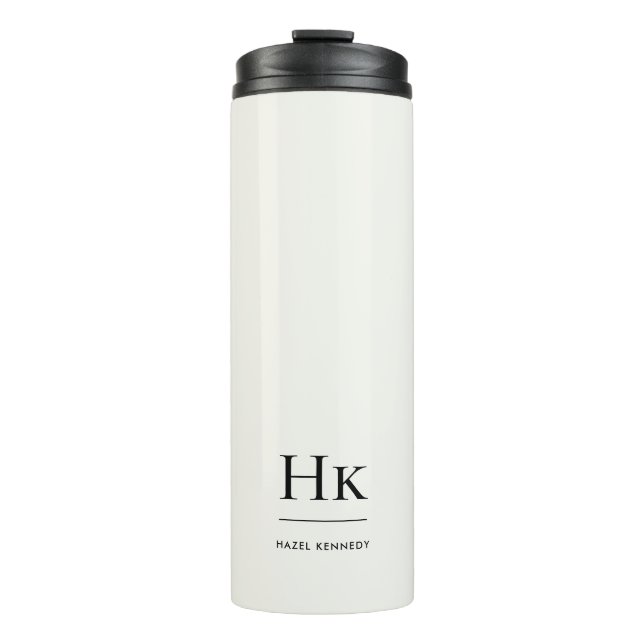 Monogramm modern minimal einfach klassisch Elfenbe Thermosbecher (Vorderseite)