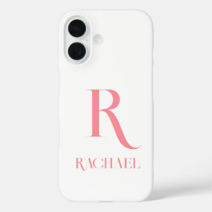 Monogramm Modern Minimal Stilvoll Rosa iPhone 16 Hülle