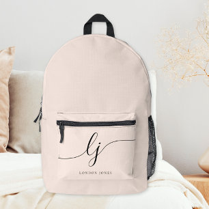Monogramm Modern Minimale Rosé Schrift Initialen Bedruckter Rucksack