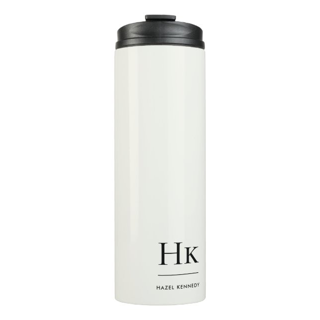Monogramm modern minimalist chic einfach Elfenbein Thermosbecher (Vorderseite)