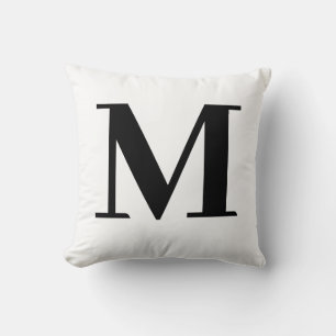 Monogramm modern minimalist schwarz weiß kissen