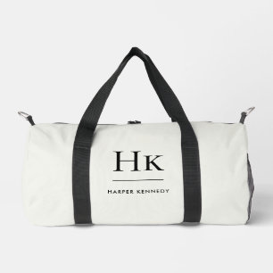 Monogramm Modern Minimalistisch Elfenbeinweiß Mono Duffle Bag