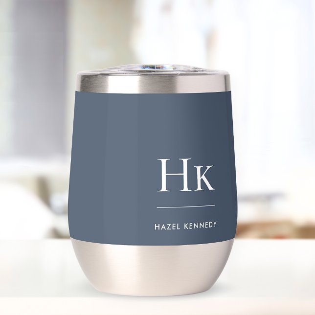 Monogramm Modern Minimalistisch Klassisch Navy Bla (Von Creator hochgeladen)