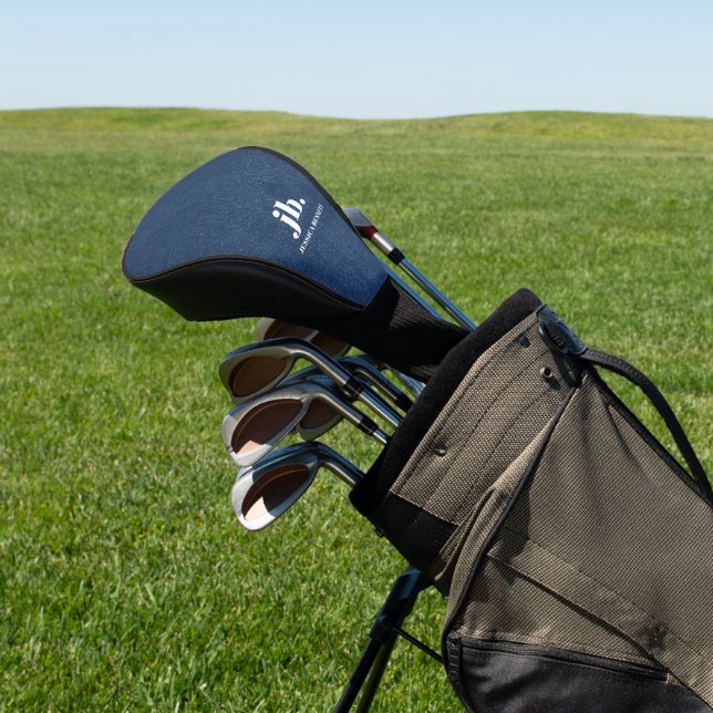 Monogramm Modern Navy Denim Jeans Druck Golf Headcover (In SItu)