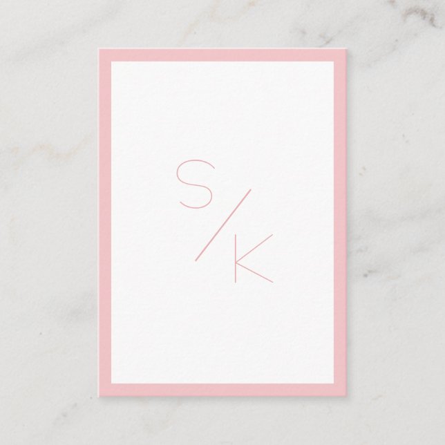 Monogramm Modern Pur Rosa Weiß Visitenkarte (Vorderseite)