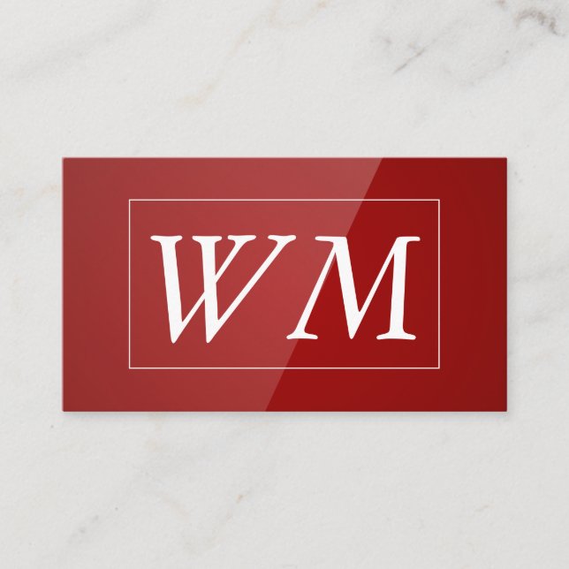 Monogramm | Modern Red Gloss Visitenkarte (Vorderseite)