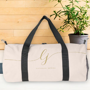 Monogramm Modern Rosé Gold Kalligrafie Schrift Duffle Bag
