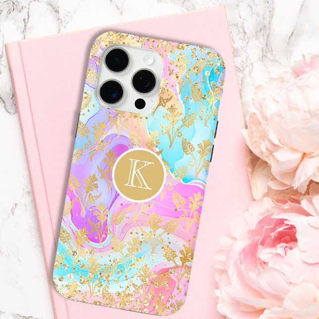 Monogramm Moderne Abstrakte Glitzer Personalisiert iPhone Hülle (Von Creator hochgeladen)