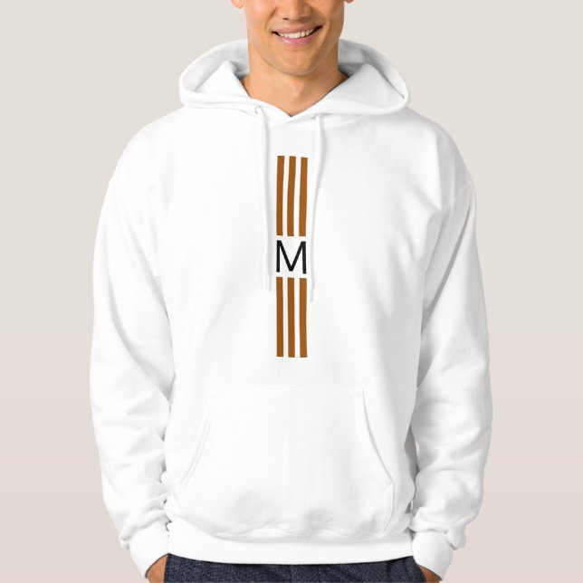 Monogramm Moderne braune Streifen Hoodie (Vorderseite)
