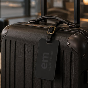Monogramm Moderne Elegante Reise Schwarz Gepäckanhänger