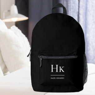 Monogramm Moderne Elegante Typografische Schwarz Bedruckter Rucksack