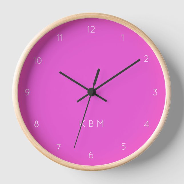 Monogramm | Moderne Initialen Neon Girly Uhr (Vorderseite)