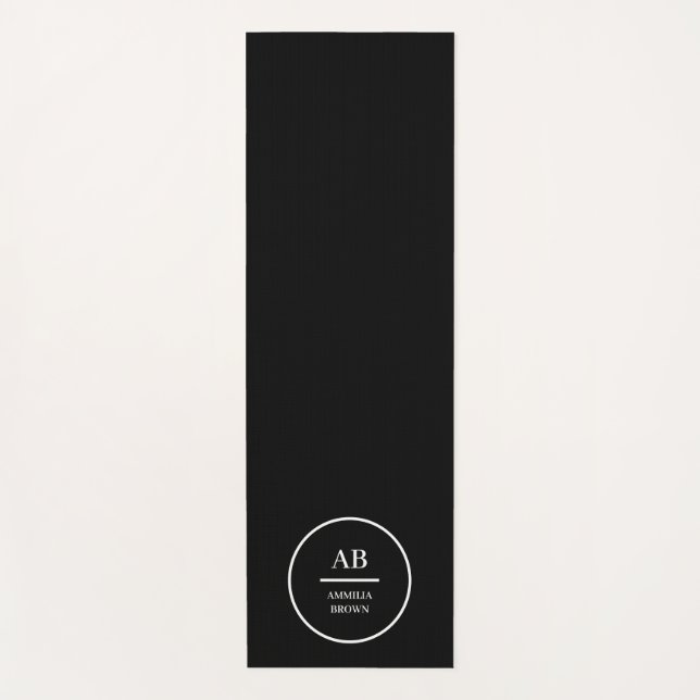 Monogramm Moderne Minimale Schwarz-Weiß-Einfachhei Yogamatte (Vorderseite)