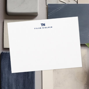Monogramm Moderne Navy-Blau-Typografie Mitteilungskarte