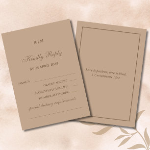 Monogramm moderne Taupe christliche Hochzeits-Antw RSVP Karte