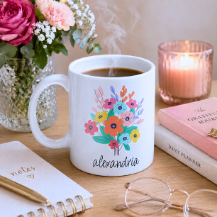 Monogramm moderner Blume Kaffeetasse
