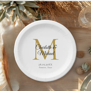 Monogramm Moderner Minimal Pappteller