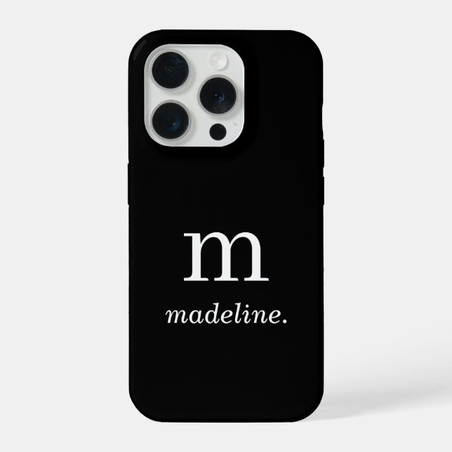 Monogramm | Moderner minimaler Schwarz-weißer Anfa iPhone Hülle (Rückseite)