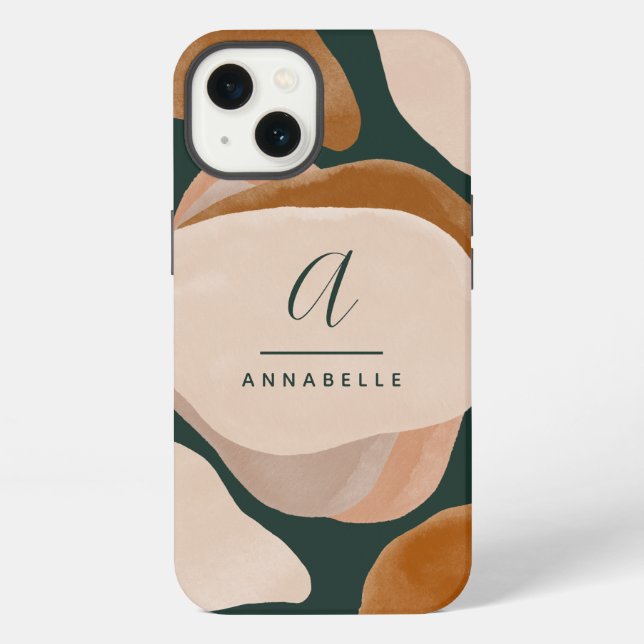 Monogramm moderner rostgrüner abstrakter stilvolle iPhone hülle (Rückseite)