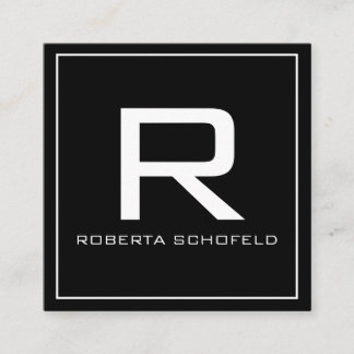 Monogramm Modernes Berufliches Chic Black Quadratische Visitenkarte