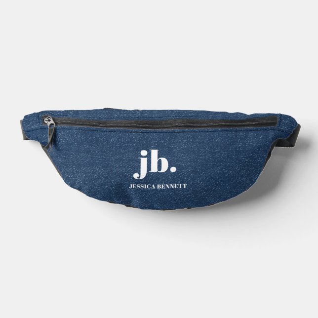 Monogramm Modernes Denim Jeans Textur Druck Bauchtasche (Ablage )