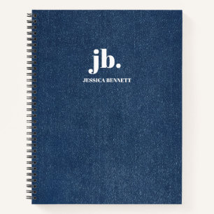 Monogramm Modernes Jeans-Textur-Druck Notizbuch