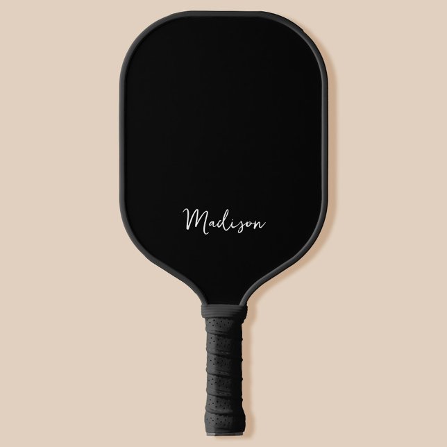 Monogramm Modernes Minimalistisch Schwarz/Weiß Pickleball Schläger (Von Creator hochgeladen)