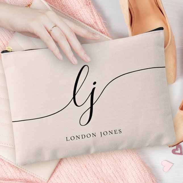 Monogramm Modernes Minimalistisches Kalligraphie R Zubehörtasche (Von Creator hochgeladen)