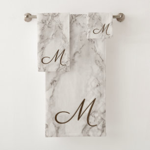 Monogramm-modernes nobles Imitat-Weiß u. Badhandtuch Set