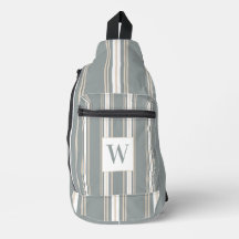 Monogramm Modernes Streifen, Minimalistisch blau &