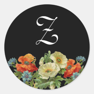 Monogramm Mohn und Kornblumen Aufkleber