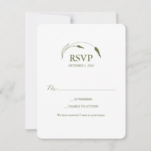 Monogramm Moosgrün RSVP Karte