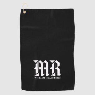 Monogramm MR Typografie mit schwarzem und weißem N Golfhandtuch