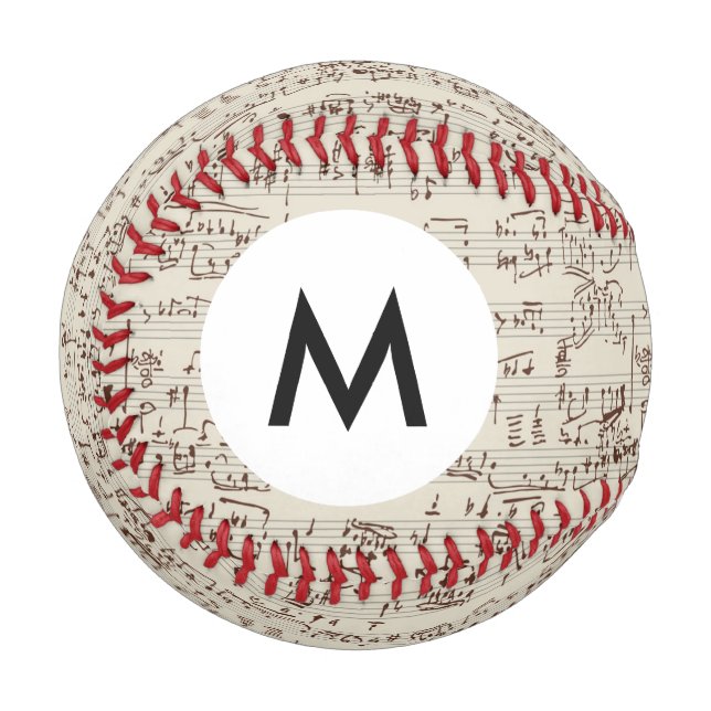 Monogramm-Musiknoten Baseball (Vorderseite Links)