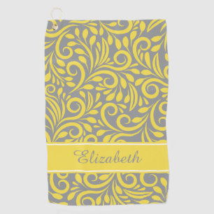 Monogramm Muster Abstract Gelb Grau Golfer Golfhandtuch
