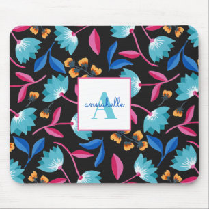 Monogramm Muster der Volkskunst mit Blumenmuster Mousepad