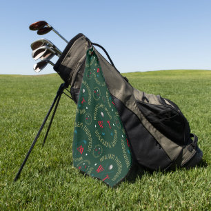 Monogramm Muster für Golfspieler Dunkelgrün Golfhandtuch