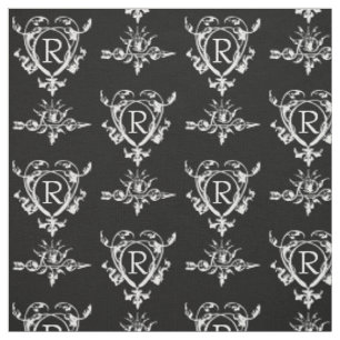 Monogramm-Muster für Gothic Hearts und Pfeile Stoff