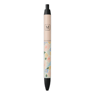 Monogramm Muster in Pastellrosa und Hellblau Kugelschreiber