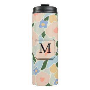Monogramm Muster in Pastellrosa und Hellblau mit B Thermosbecher