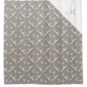 Monogramm Muster mit gestreiften Lilien Duschvorhang