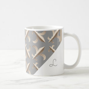 Monogramm Muster mit gestreiften Lilien Tasse