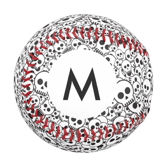 Monogramm Muster mit Schädeln Baseball (Vorderseite Links)