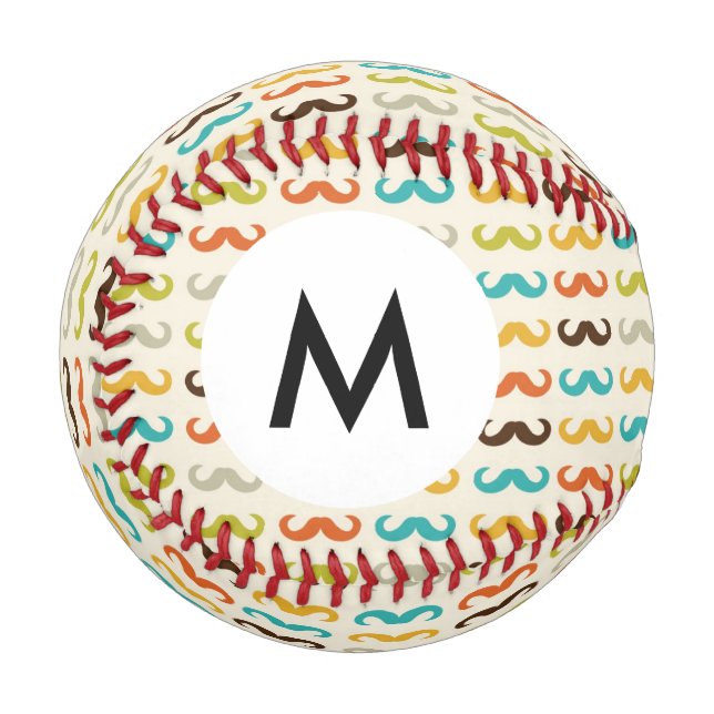 Monogramm Muster mit Schnurrbart Baseball (Vorderseite Links)