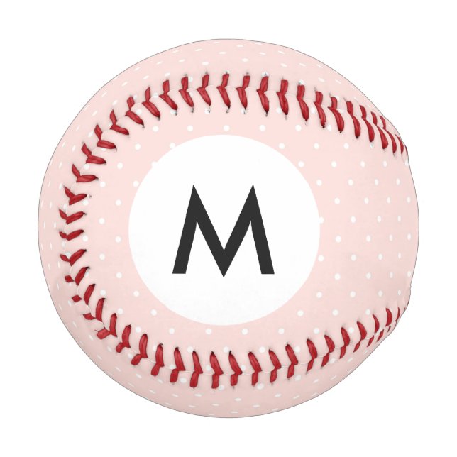Monogramm Muster mit weißen Polka-Punkten 2 Baseball (Vorderseite Links)