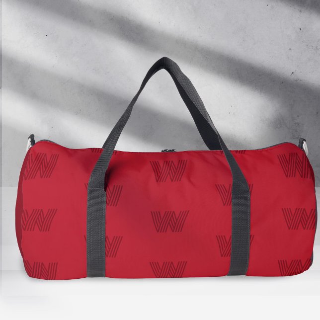 Monogramm-Muster, rot Duffle Bag (Red monogram, red duffle bag.)